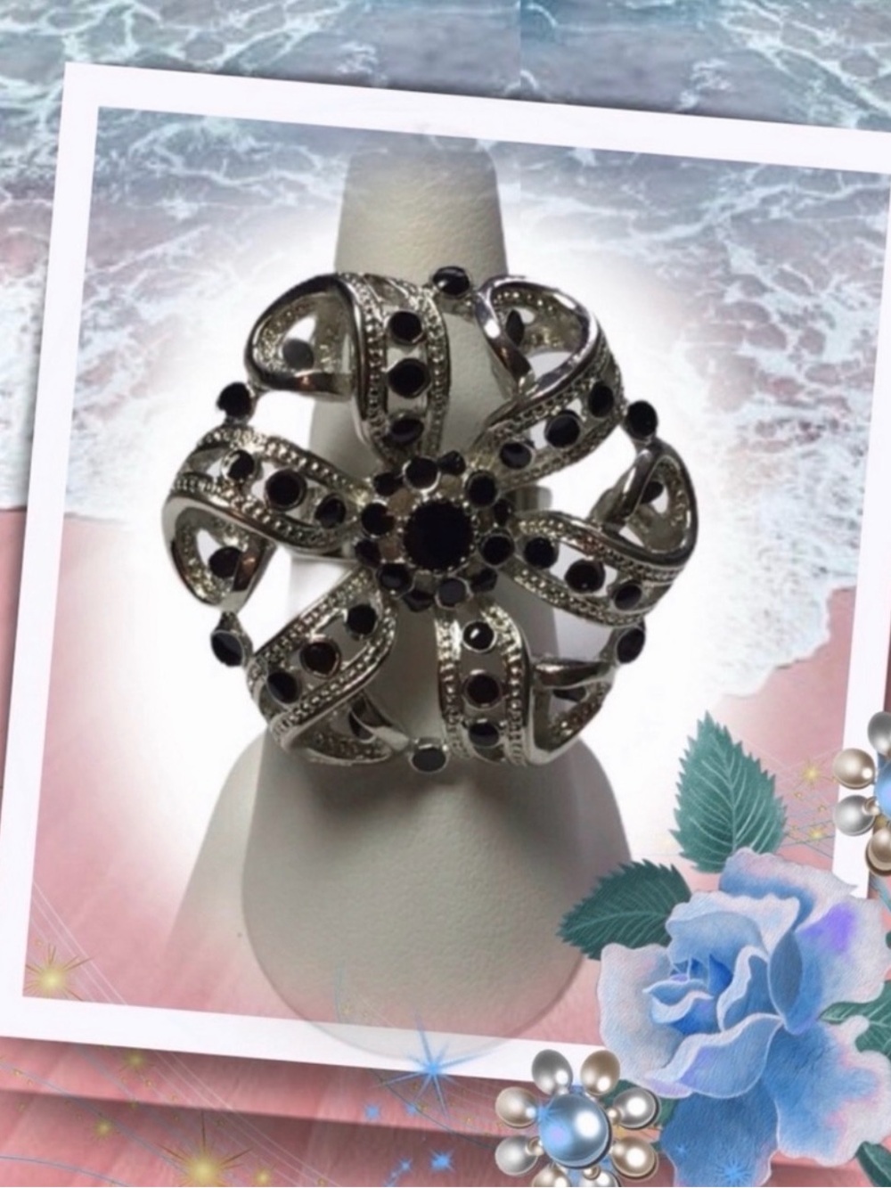 Elegant Silver and Black Ring
